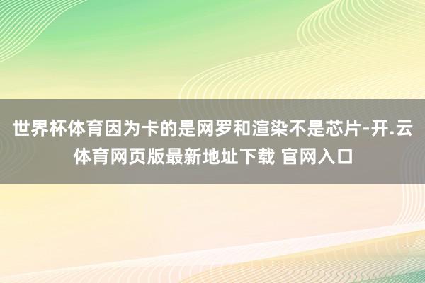 世界杯体育因为卡的是网罗和渲染不是芯片-开.云体育网页版最新地址下载 官网入口